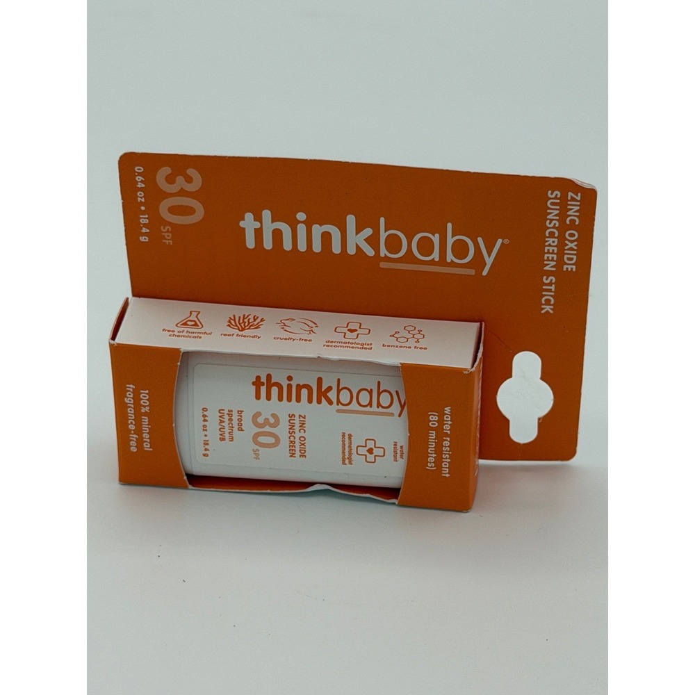 (4pk) Thinkbaby Zinc Oxide Sunscreen Stick SPF 30 Mineral 0.64oz Fragrance Free - Picture 2 of 5